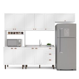 Cozinha Pérola com 4 Peças Paneleiro/torre Quente Aéreo 3 Portas Balcão 120 e Basculante Yescasa - 3