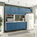 Ver imagem 1 de Cozinha Pérola com 4 Peças Paneleiro/Torre Quente Aéreo 3 Portas Balcão 120 e Basculante Yescasa Azul/Branco