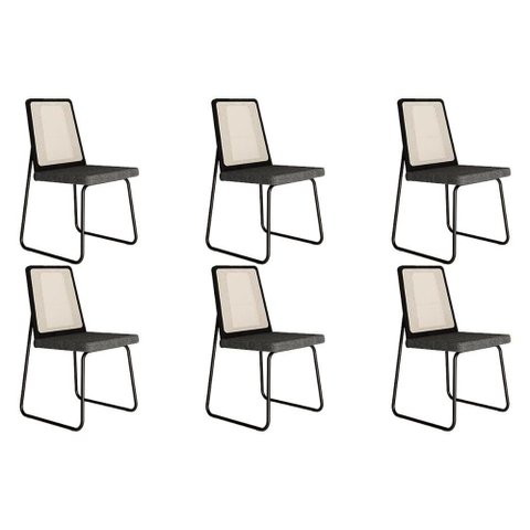 Kit 6 Cadeiras de Cozinha Wood 1751 6 Uni Preto/linho Grafite - Carraro
