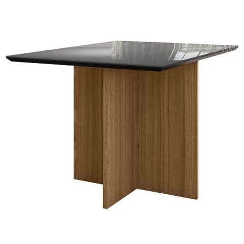 Mesa de Madeira 120 cm Harmonia com Vidro Carvalho/Grafite/Preto - Pnr Móveis