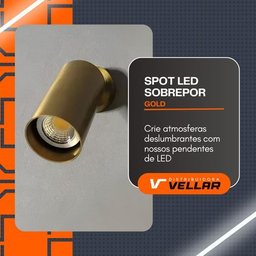 Spot Sobrepor Gold Direcionável para Teto + Lâmpada Gu10 5w - 10