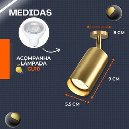 Spot Sobrepor Gold Direcionável para Teto + Lâmpada Gu10 5w - 6