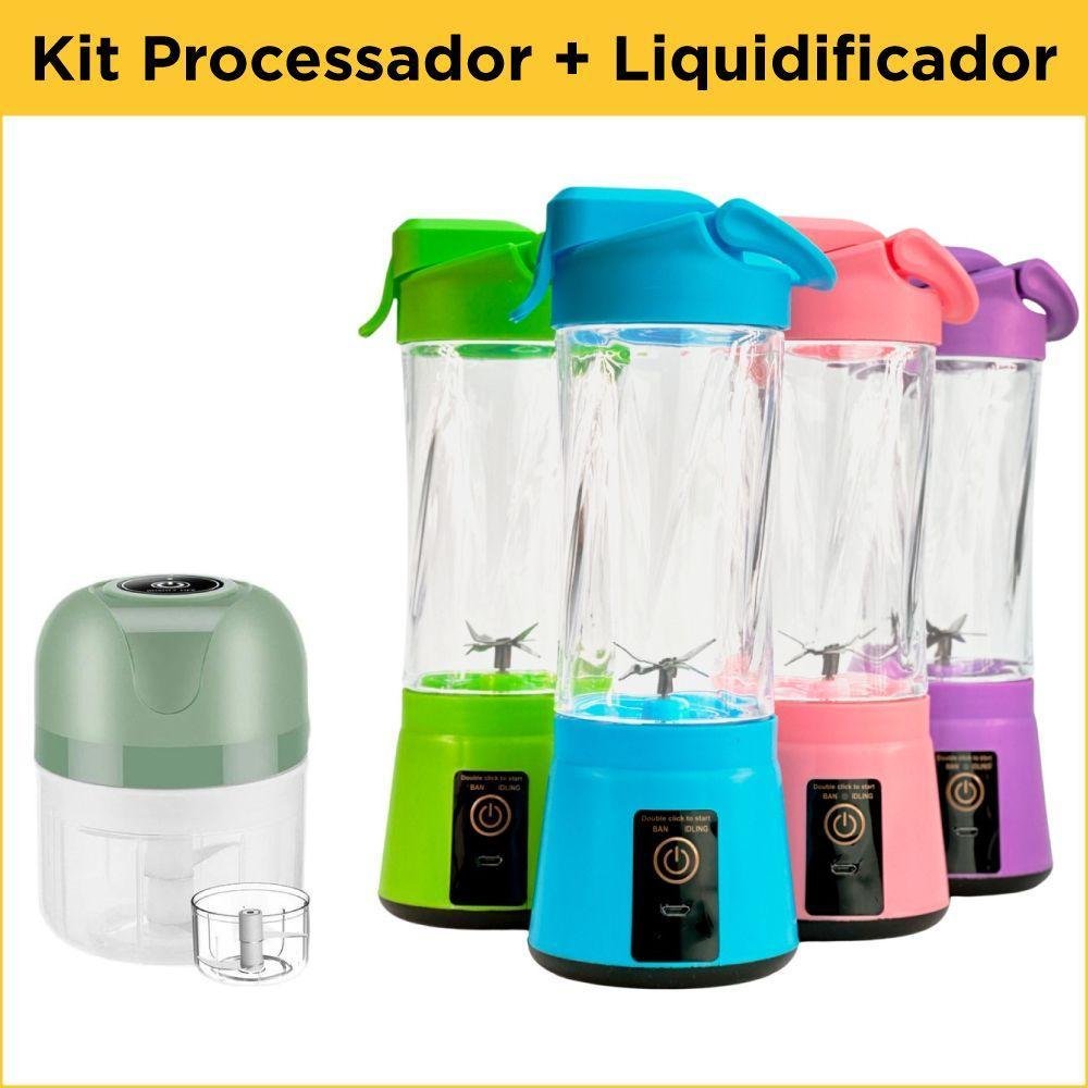 Kit 2x1 Mini Liquidificador Portátil+mini Moedor Processador - 2