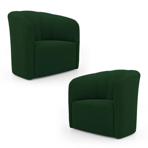 Kit 02 Poltronas Decorativas Abby Bouclê Verde - Desk Design