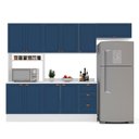 Ver imagem 3 de Cozinha Pérola Comtampo Rodapé 4 Peças Paneleiro/Torre Quente Aéreo 3 Portas Balcão 120 e Basculante Yescasa Azul/Branco
