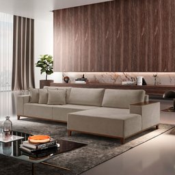 Sofá Grécia com Chaise Bouclê 2,90M - 2