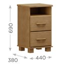 Ver imagem 3 de Mesa de Cabeceira 2 Gavetas e Nicho 100% Madeira Maciça Linha Ouro Marrom