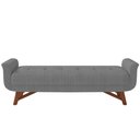 Ver imagem 5 de Kit Cabeceira Cama Box Casal 140 Cm Paris com Puff Recamier Itália Linho Cinza Escuro - Lyam Decor