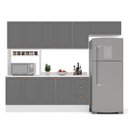 Ver imagem 3 de Cozinha Pérola Comtampo Rodapé 4 Peças Paneleiro/Torre Quente Aéreo 3 Portas Balcão 120 e Basculante Yescasa Cinza/Branco