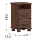 Ver imagem 3 de Mesa de Cabeceira 2 Gavetas e Nicho 100% Madeira Maciça Linha Ouro Marrom