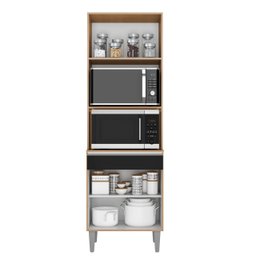 Armario Paneleiro Torre Quente Andreia Amendoa com Branco Ajl Móveis:amendoa com Branco - 2