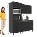 Ver imagem 4 de Cozinha Modulada Compacta Ema 3 Peças 7 Portas 3 Gavetas com Torre Quente Yescasa Preto