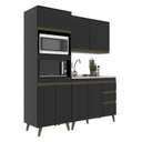 Ver imagem 2 de Cozinha Modulada Compacta Ema 3 Peças 7 Portas 3 Gavetas com Torre Quente Yescasa Preto
