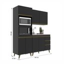 Ver imagem 3 de Cozinha Modulada Compacta Ema 3 Peças 7 Portas 3 Gavetas com Torre Quente Yescasa Preto