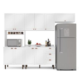 Cozinha Pérola com Tampo 4 Peças Paneleiro/torre Quente Aéreo 3 Portas Balcão 120 e Basculante Yesca - 3