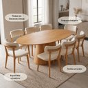Ver imagem 6 de Conjunto Sala de Jantar Oval Genebra Nozes 1.80x100 8 Cadeiras Carina Yescasa Off White