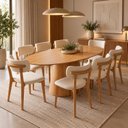 Ver imagem 1 de Conjunto Sala de Jantar Oval Genebra Nozes 1.80x100 8 Cadeiras Carina Yescasa Off White