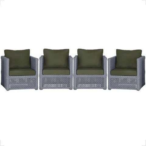4 Poltronas Madri Alumínio Corda Náutica Estofado 13 Trama Original