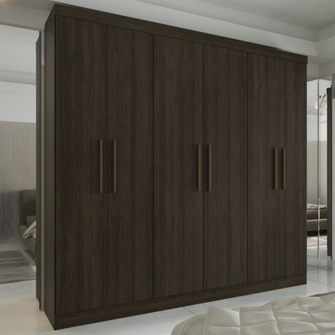Guarda Roupa 6 Portas 4 Gavetas Supreme Marrom/Capuccino