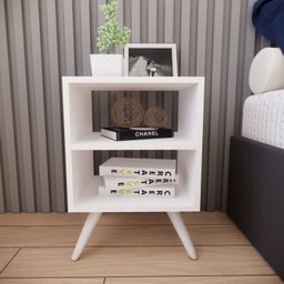 Mesa de Cabeceira com Pés Mesinha Madeira Criado Quarto Nicho - 1