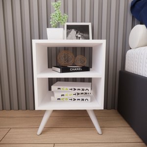 Mesa de Cabeceira com Pés Mesinha Madeira Criado Quarto Nicho