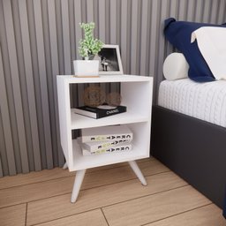 Mesa de Cabeceira com Pés Mesinha Madeira Criado Quarto Nicho - 2