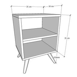 Mesa de Cabeceira com Pés Mesinha Madeira Criado Quarto Nicho - 5