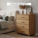 Ver imagem 5 de Cômoda 4 Gavetas 100% Madeira Maciça Linha Ouro Marrom/Freijo
