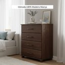 Ver imagem 6 de Cômoda 4 Gavetas 100% Madeira Maciça Linha Ouro Marrom/Café
