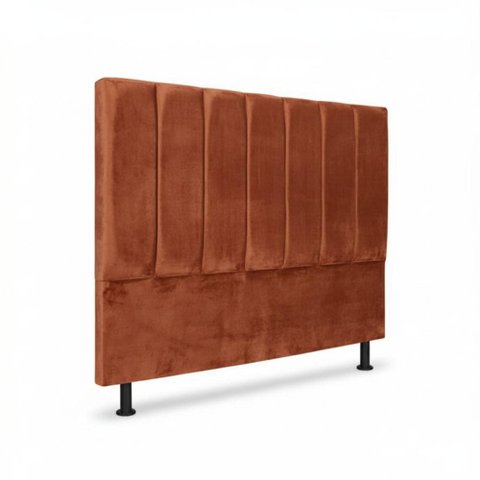 Cabeceira Carla King para Cama Box Madeira Macica Veludo Terracota Click Home
