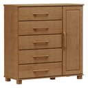 Ver imagem 3 de Cômoda 5 Gavetas 1 Porta 100% Madeira Maciça Linha Ouro