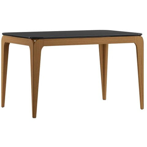 Mesa de Jantar Aurea 120x80 cm com Vidro Cinamomo Preto - New Ceval
