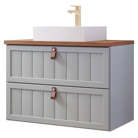 Gabinete de Banheiro Sense com Cuba 80cm Pistache/freijo - Mgm