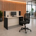 Ver imagem 1 de Balcão de Atendimento para Loja e Recepção Comercial 120x60cm + Cadeira de Escritório Ergonômica