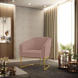 Poltrona Decorativa Industrial Dourado Stella Bouclê D03 Rose - 3 Poltrona Decorativa Industrial Dourado Stella Bouclê D03 Rose - 3