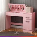 Ver imagem 2 de Penteadeira Rosa com Espelho 130 x 82 Cm 1 Gaveta 1 Porta MDP - PRIME