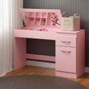 Ver imagem 1 de Penteadeira Rosa com Espelho 130 x 82 Cm 1 Gaveta 1 Porta MDP - PRIME