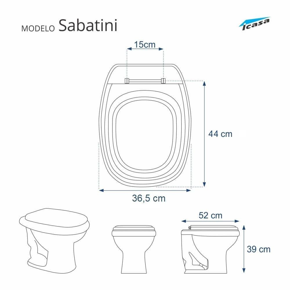 Assento Sanitário Laqueado Soft Close Sabatini Verde Claro para Vaso Icasa - 3