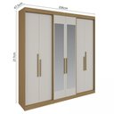 Ver imagem 4 de Guarda-Roupa Casal 6 Portas Lugano com Espelho Branco/Cedro/Off White
