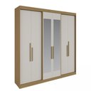 Ver imagem 2 de Guarda-Roupa Casal 6 Portas Lugano com Espelho Branco/Cedro/Off White