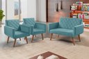 Ver imagem 4 de Conjunto Anabelle 2 Poltronas de 1 Lugar 1 Poltrona 2 Lugares Braço Unidecor Turquesa