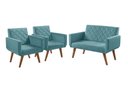 Ver imagem 1 de Conjunto Anabelle 2 Poltronas de 1 Lugar 1 Poltrona 2 Lugares Braço Unidecor Turquesa