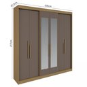 Ver imagem 3 de Guarda Roupa Casal 6 Portas Lugano com Espelho Cinza/Cedro/Fendi