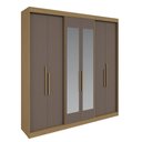 Ver imagem 2 de Guarda Roupa Casal 6 Portas Lugano com Espelho Cinza/Cedro/Fendi