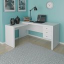Ver imagem 3 de Kit P/ Escritório com 2 Mesas em L 6 Gavetas e 2 Estantes Br Cor:branco