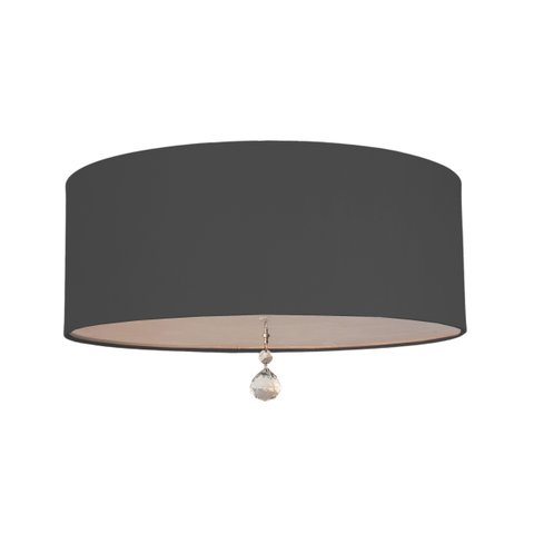 Luminária Plafon com Cristal Cúpula Preto 50x15 3E27