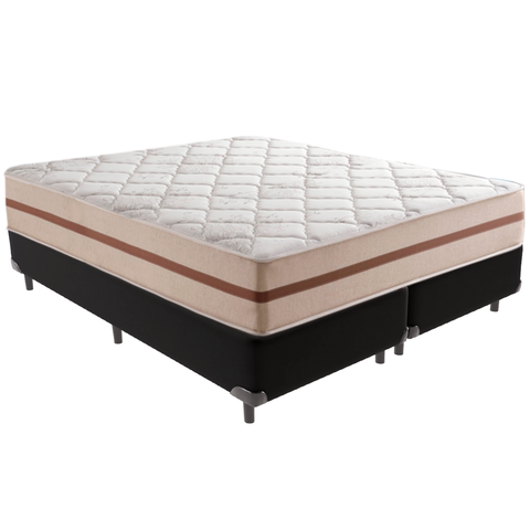 Cama Box Preto e Colchão Classic 26 Cm Molas Ensacadas Queen Anjos