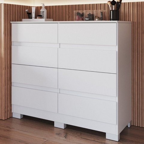 Cômoda para Quarto 8 Gavetas Lara Branco