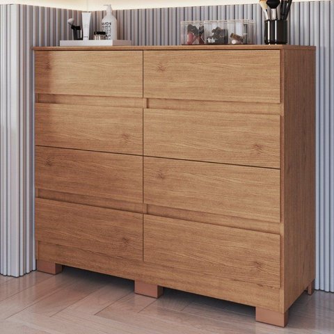 Cômoda 8 Gavetas Lara 108cm x 97cm x 45,3cm Marrom/Cedro