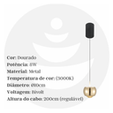 Ver imagem 2 de Pendente Solo Bacia Metal 10cm Led Integrado 8w Bivolt 3000k